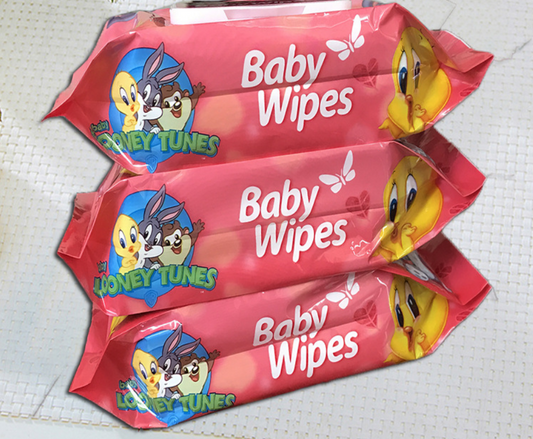 Baby and child home cleaning wet wipes in resealable bags by BACKUPMYFILESNOW.COM®, soft and gentle for delicate skin.