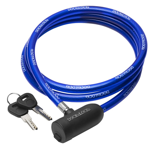 BackupMyFilesNow.com DocksLocks 10ft anti-theft security cable with key lock, straight design, ideal for securing devices.