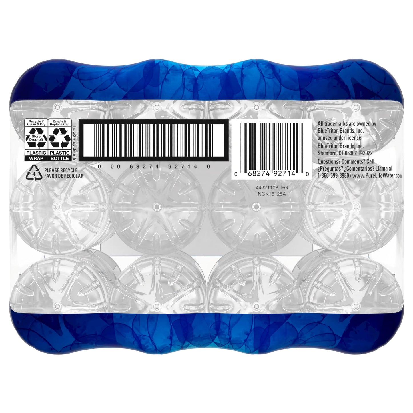 12-pack of Pure Life Purified Water bottles, 16.9 fl oz each, in clear plastic bottles with blue labels.