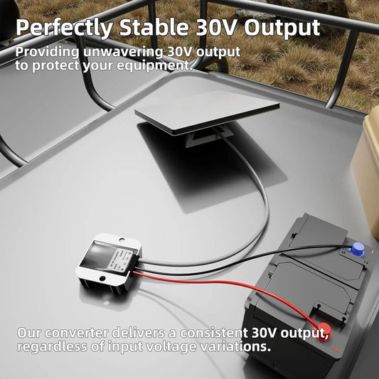 BackupMyFilesNow Starlink Mini Step-Up Power Cable converts 12V/24V to 30V at 3.5A with DC input and output.