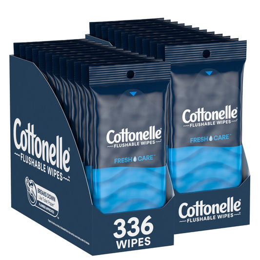 BackupMyFilesNow.com Cottonelle Fresh Care On-The-Go Flushable Wet Wipes adult wet wipes, 24-pack of 14 wipes each, packaging varies.