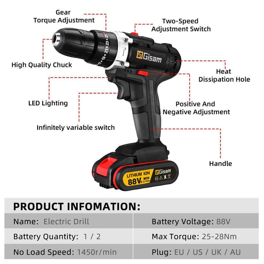 21V cordless impact drill and screwdriver set by BackupMyFilesNow.com, showing mini wireless power tools with lithium-ion batteries.