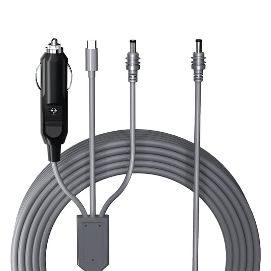 3-in-1 USB C to DC power cable for Starlink Mini, waterproof 65ft/20m 140W input, compatible with 12V-24V DC car power.
