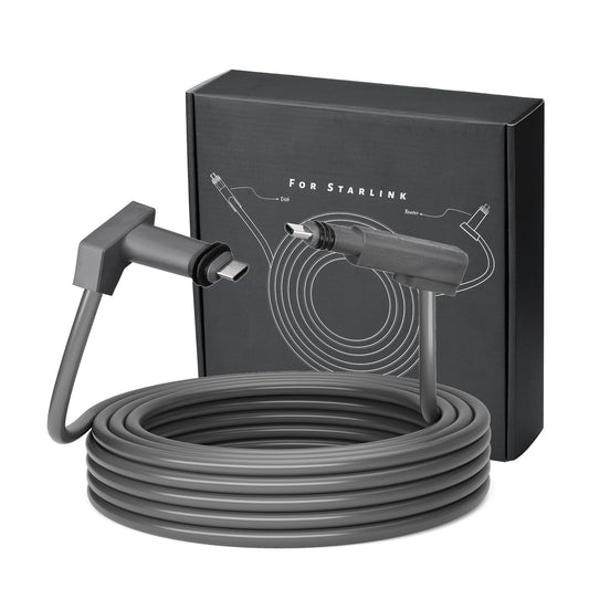 30ft waterproof SZSAUTO Starlink Gen 2 satellite cable replacement, compatible with RV camping and indoor use.