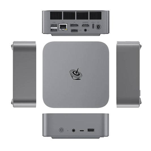 BackupMyFilesNow.com SER8 gaming mini PC with AMD 7 8845HS, 32GB RAM, 1TB SSD, 2TB NVMe, 4K 144Hz triple monitor setup
