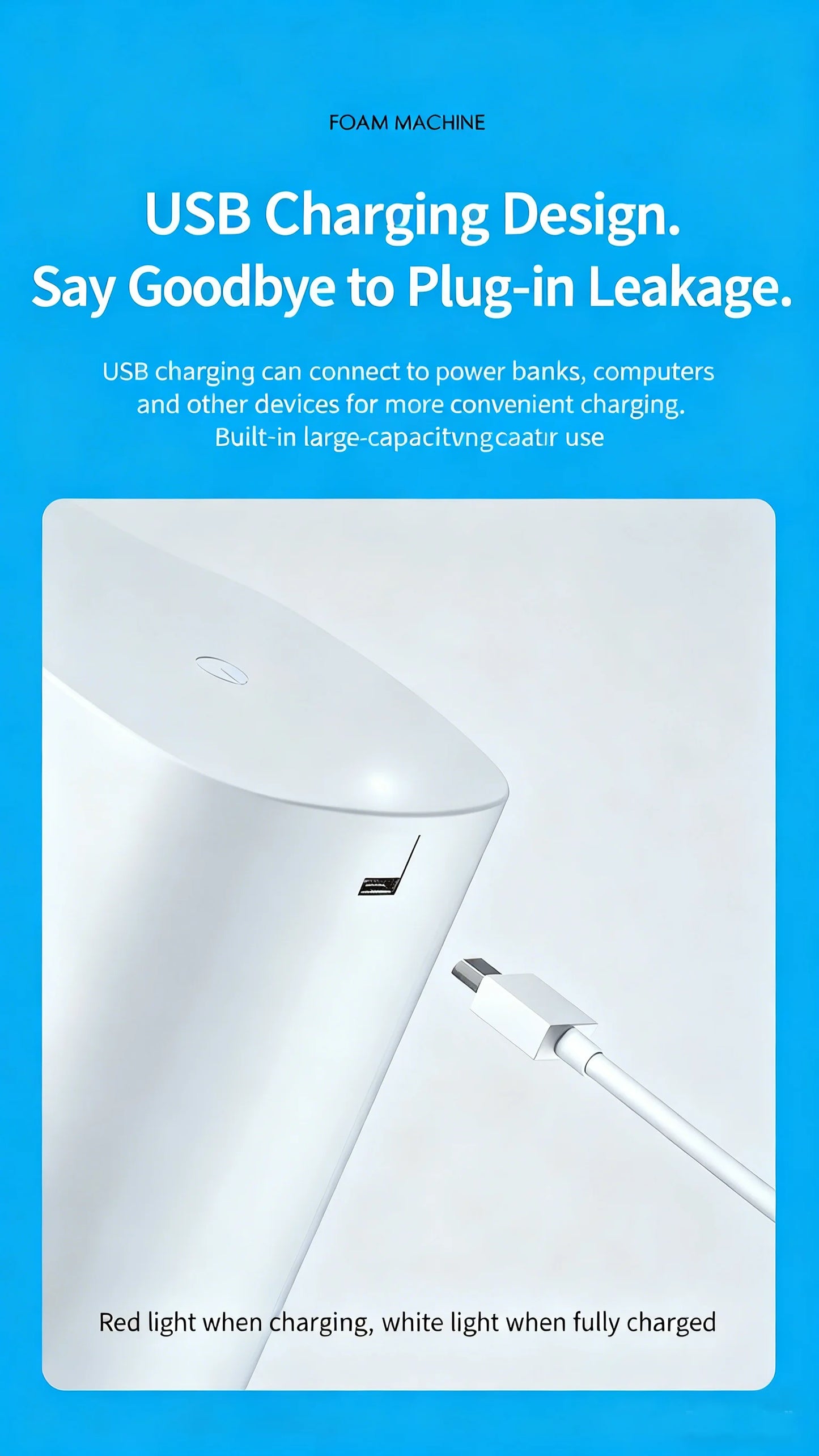 BackupMyFilesNow.com 350ml automatic soap dispenser with infrared sensor, USB rechargeable foam sanitizer for kitchen and bathroom.