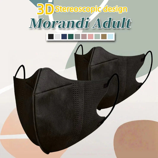 Black 3D disposable protective masks, 100-pack, suitable for outdoor, home, school, office, and commuting, unisex.
