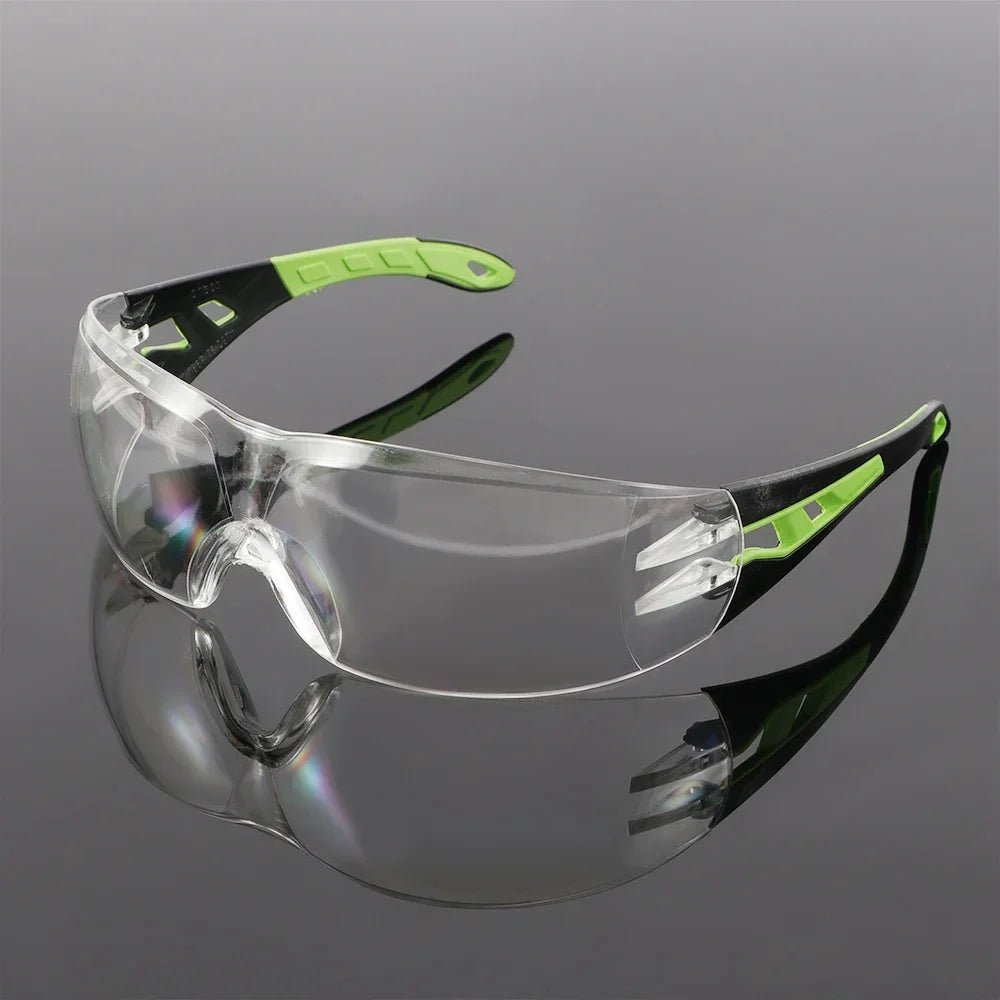 Unisex universal anti-splash safety goggles with clear lenses, designed for industrial, laboratory, cycling, and dustproof protection.