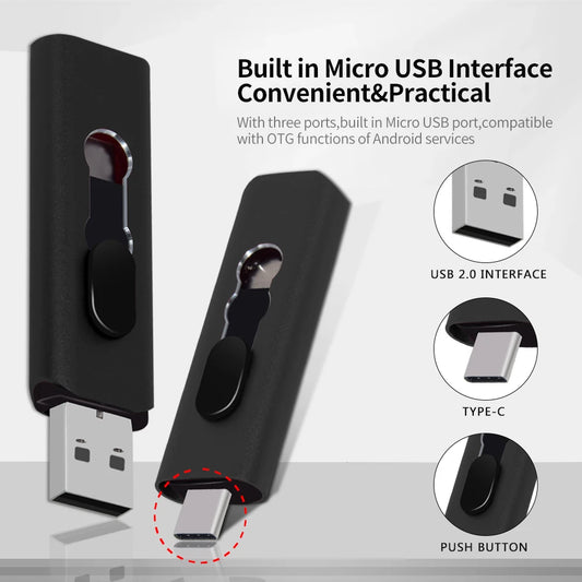 Red 128GB USB 2.0 flash drive with Type-C connector by BackupMyFilesNow for Android and computer storage and backup.