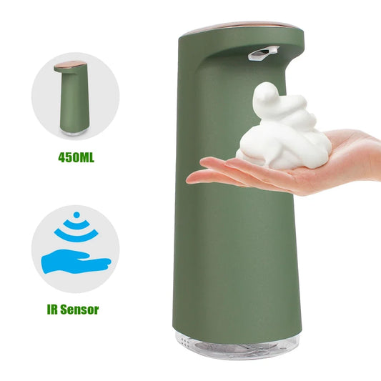 White multifunctional automatic soap dispenser by BackupMyFilesNow.com, suitable for bathrooms and kitchens, contactless and sensor-free.