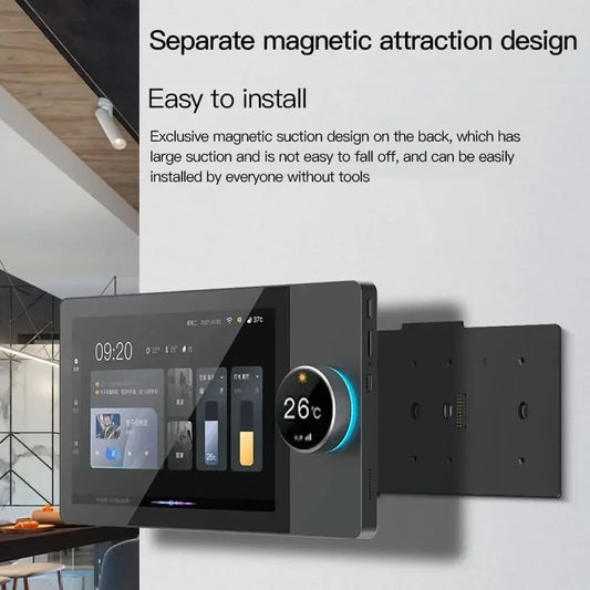 Tuya Smart Home 8-inch multifunction touch screen control panel with ZigBee gateway and background music host for central home automation.