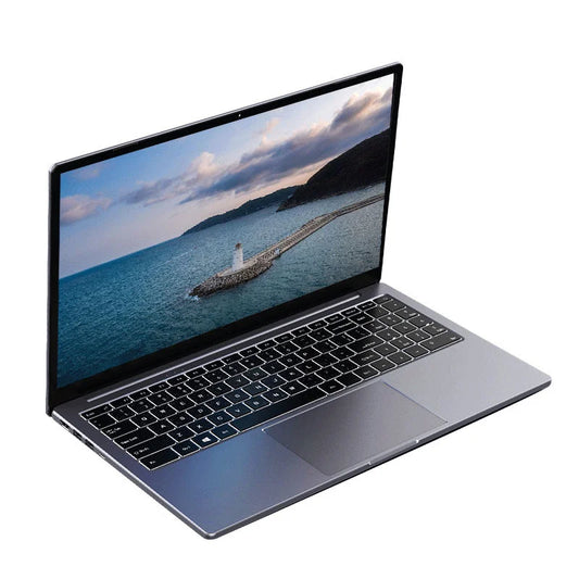 15.6-inch ultrabook laptop with Intel Core i9-12900H, 64GB RAM, 2TB SSD, Windows 11, fingerprint unlock, black design.