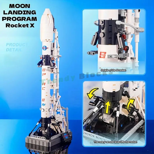 Creative Expert Moon Landing Program Space Rocket building set by BACKUPMYFILESNOW.COM® with 869+ city model building blocks for kids and adults.