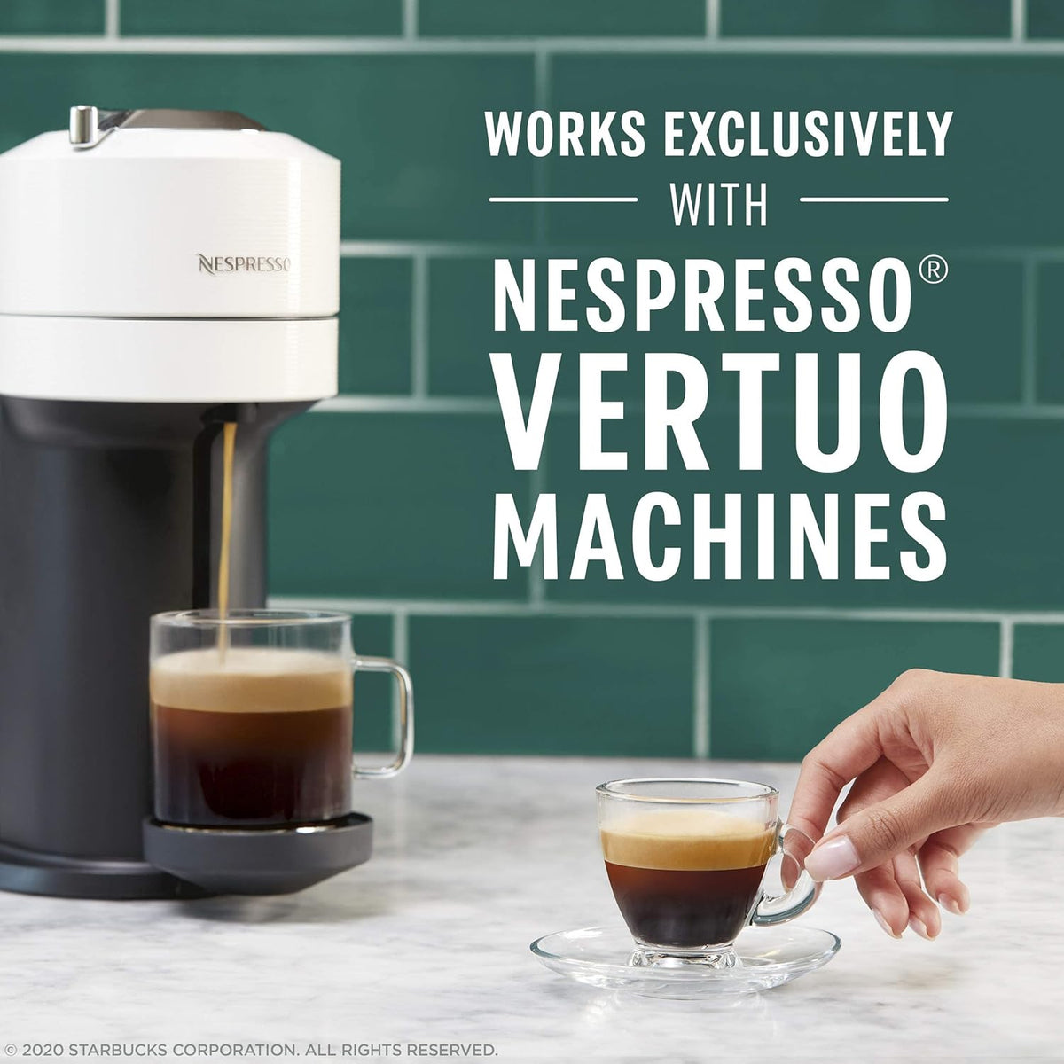 Starbucks by Nespresso Vertuo Single-Origin Sumatra dark roast coffee pods, 32-count, brews 7.8 oz, in a pack of 8.