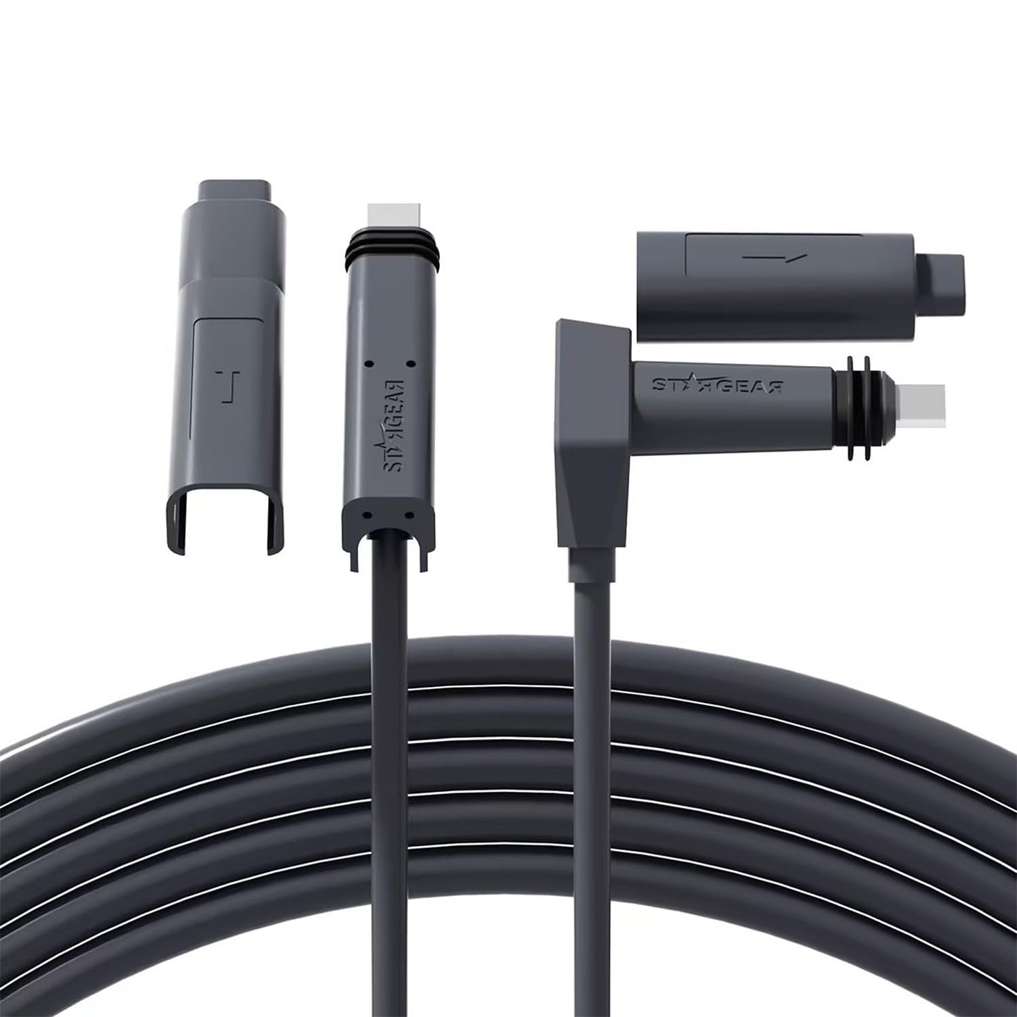 Gray 300ft Klutchtech Starlink replacement cable with end caps, waterproof extension cable for Starlink Gen 2 standard acts.