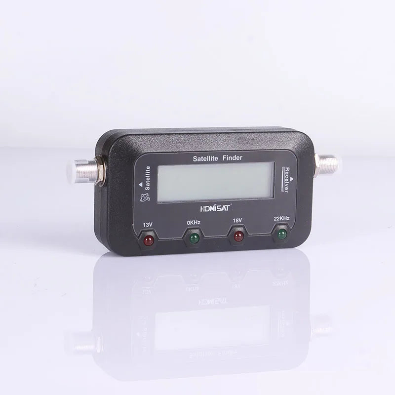 HD digital satellite finder meter for satellite TV receiver, showing digital display and antenna connection, by BACKUPMYFILESNOW.COM®.