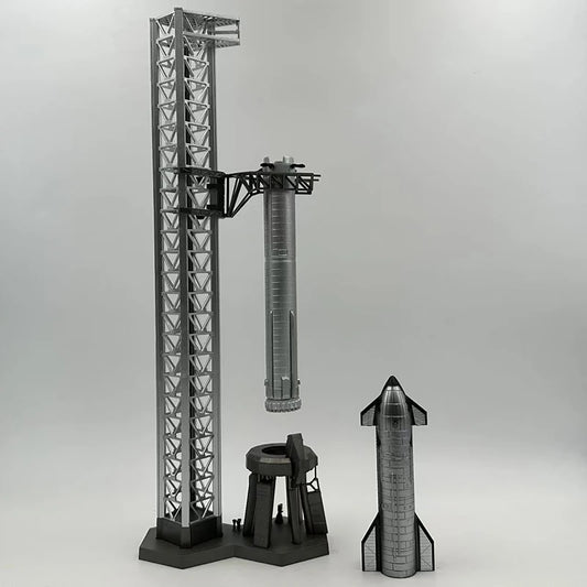 1/400 scale SpaceX Dragon Heavy Falcon Starship rocket diecast metal model toy with detailed design and branding.
