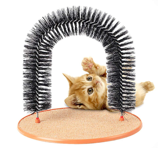 BackupMyFilesNow® grooming cat toy arch with colorful hanging toys for feline play and entertainment.