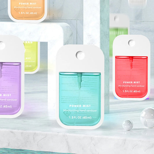 BackupMyFilesNow 7-flavor Power Mist hand sanitizer spray for adults, portable hydrating hand sanitizer in a compact bottle.
