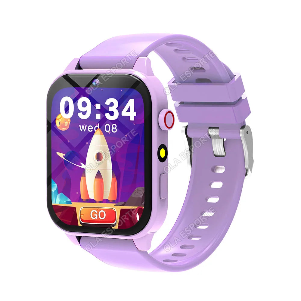 Black 2025 smart watch for children with HD touch screen, camera, 18 games, sleep monitor, alarm clock, calculator, suitable for boys and girls.