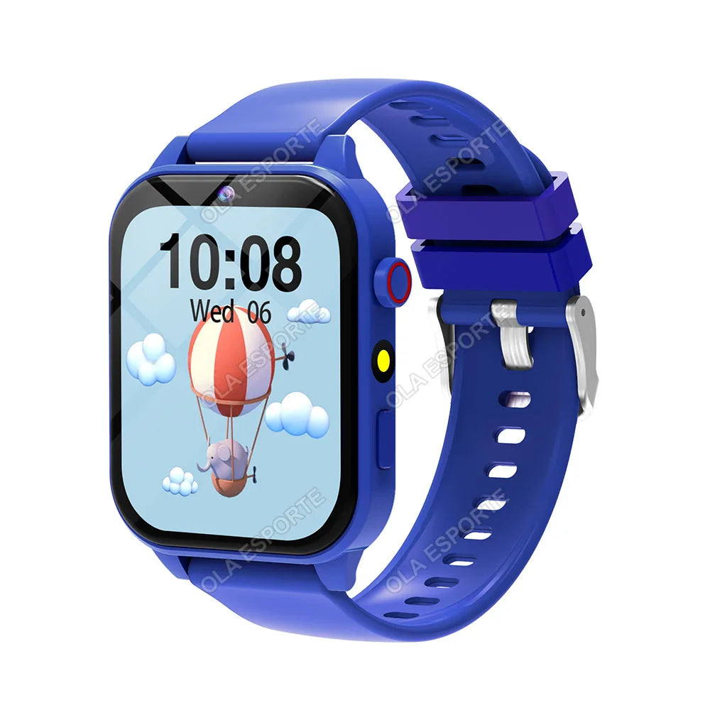 Black 2025 smart watch for children with HD touch screen, camera, 18 games, sleep monitor, alarm clock, and calculator.