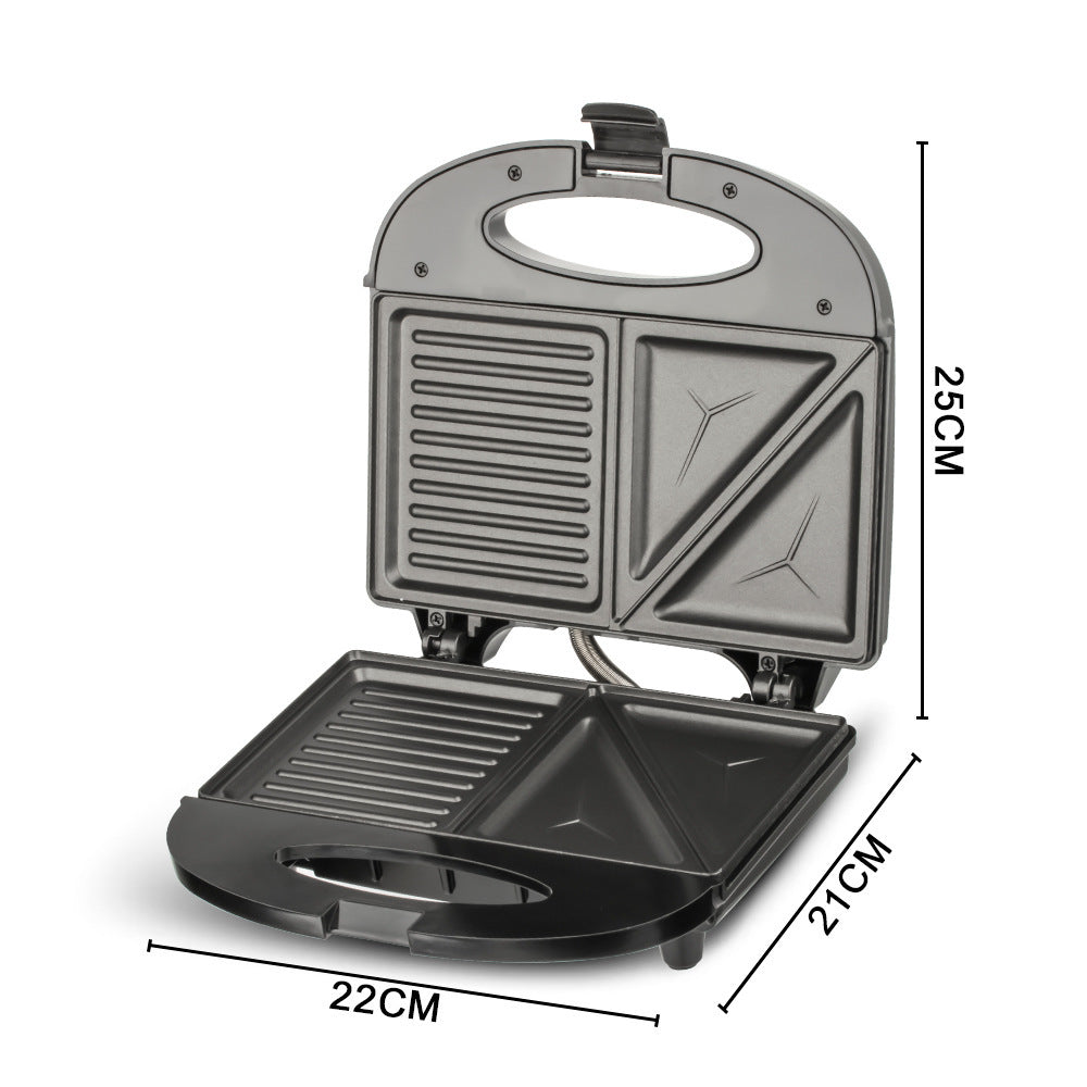 Black RAF Mini Multifunctional Breakfast Sandwich Maker on a kitchen countertop, compact and versatile appliance for breakfast.