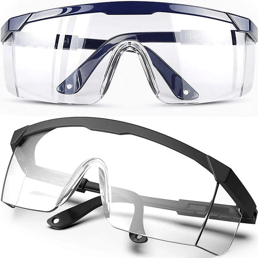 Black anti-splash safety glasses with protective lenses, suitable for lab work, industrial use, and cycling, by BACKUPMYFILESNOW.COM®.