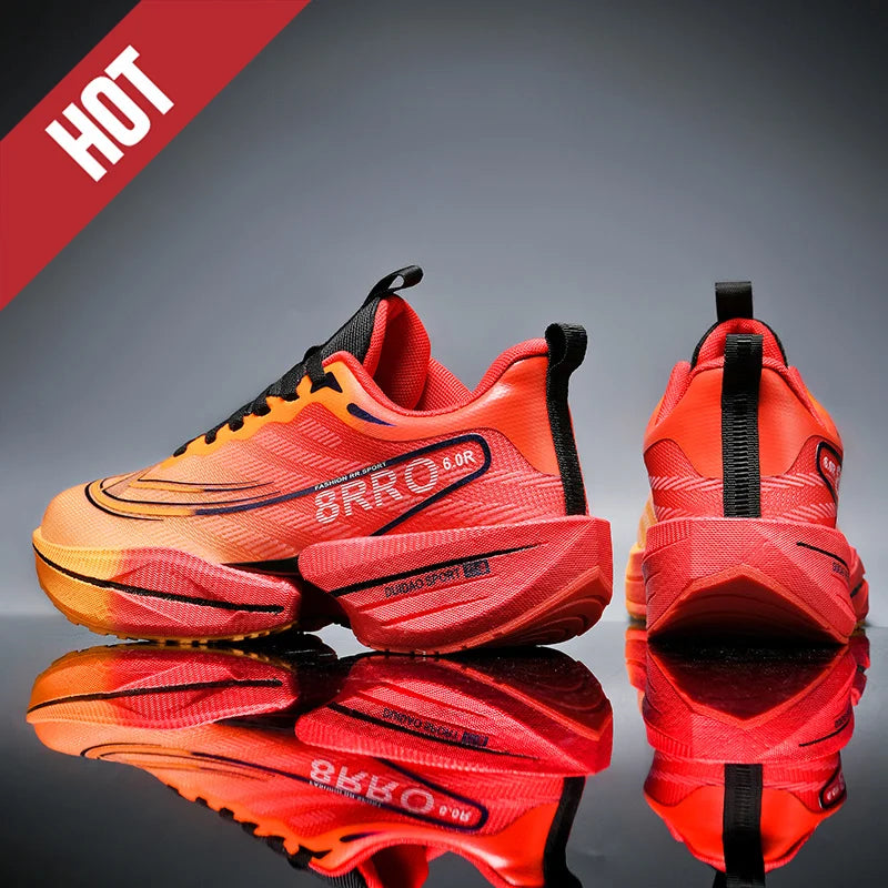 Black men's and women's sports running shoes with breathable mesh, lightweight design, and air cushion for comfort and jogging.