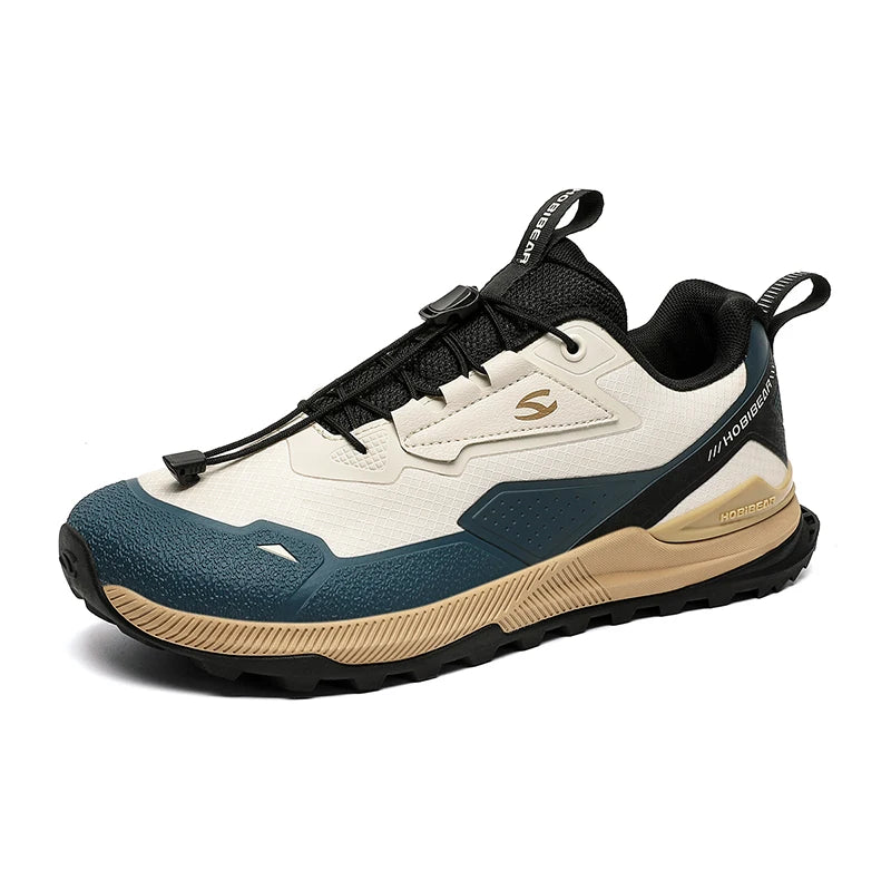 Black HOBIBEAR unisex running shoes with elastic band, lightweight breathable hiking sneakers for casual wear