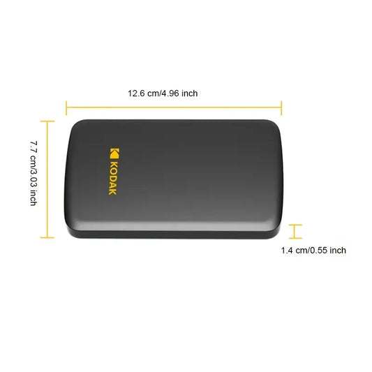 Black Kodak P150 portable external hard drive with USB 3.0, 1TB storage, suitable for PC, laptop, PS4, and Xbox backup and transfer.