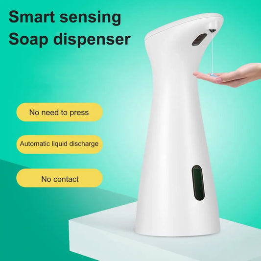 Black automatic soap dispenser with non-contact sensor for hand sanitizer and soap in home and store supplies.