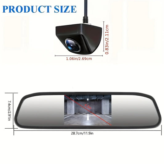 BackupMyFilesNow.com black car backup camera system with 4.3-inch monitor for reverse parking and rear view safety.