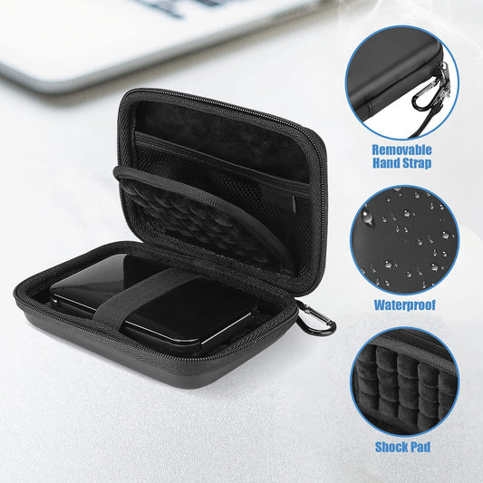 Black hard drive case by BackupMyFilesNow.com for Canvio Basics, WD Elements, My Passport, and Seagate Backup Plus Slim 1TB to 4TB.
