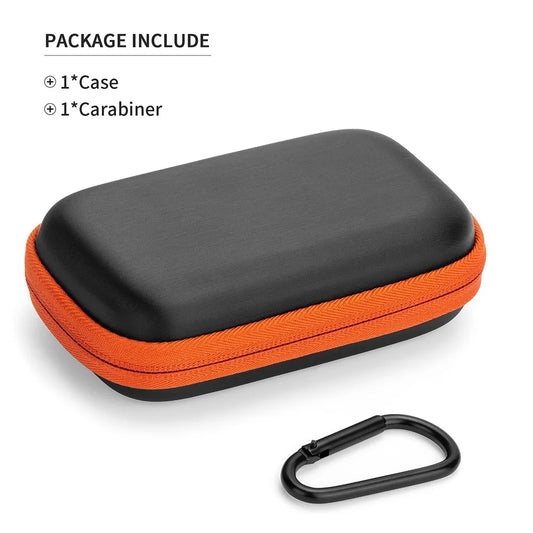Black portable hard drive storage box by BackupMyFilesNow.com, anti-scratch cover for external SSDs 1TB to 4TB.