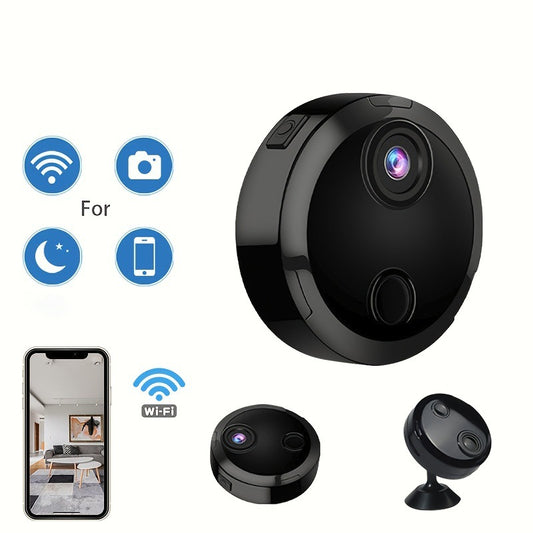 HDQ15 WiFi wireless HD security camera for home surveillance, black color, compact design, with lens and mounting bracket.