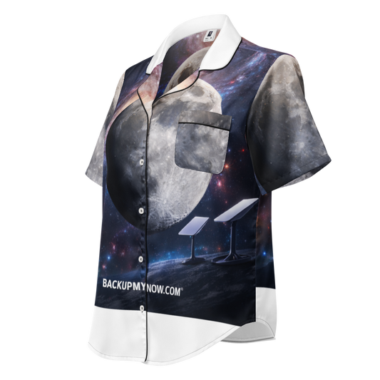 Black all-over print women's short sleeve pajama top from BACKUPMYFILESNOW.COM® with a comfortable, stylish design.