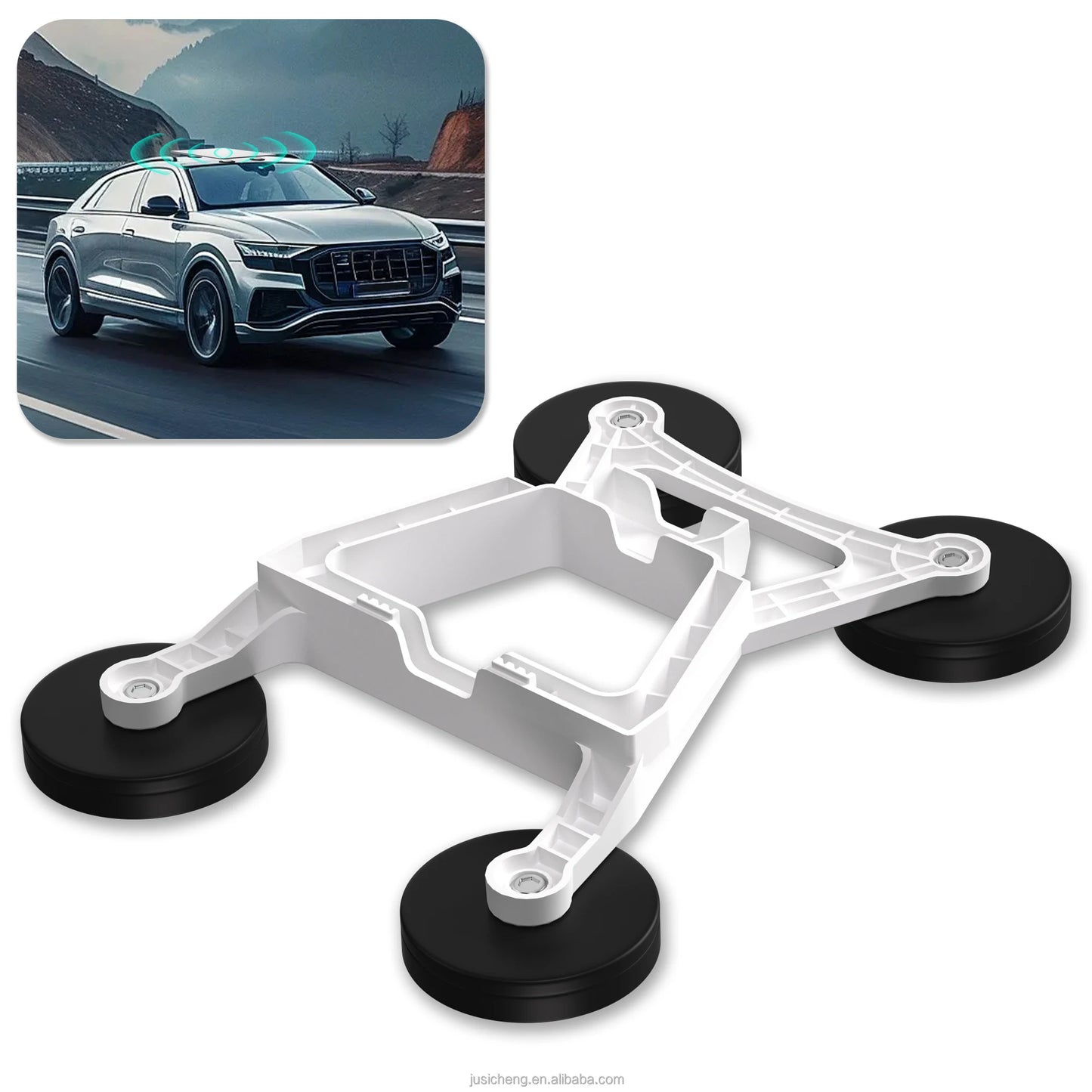 Portable magnetic car mount for Starlink Mini and Mini X, made of durable ABS material, ideal for camping and travel.