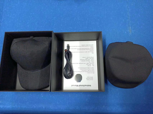 Red light therapy cap in black and red, designed for scalp treatment and hair health enhancement.