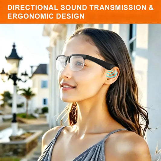 Black BackupMyFilesNow.com smart glasses with polarized sunglasses and built-in speaker, stylish and functional eyewear for audio and sun protection.