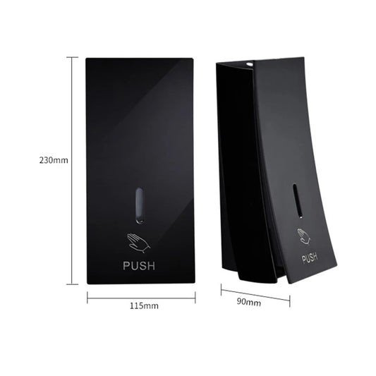 Black 450ml wall-mounted pressing soap dispenser for shampoo, shower gel, or hand sanitizer in kitchen or bathroom.