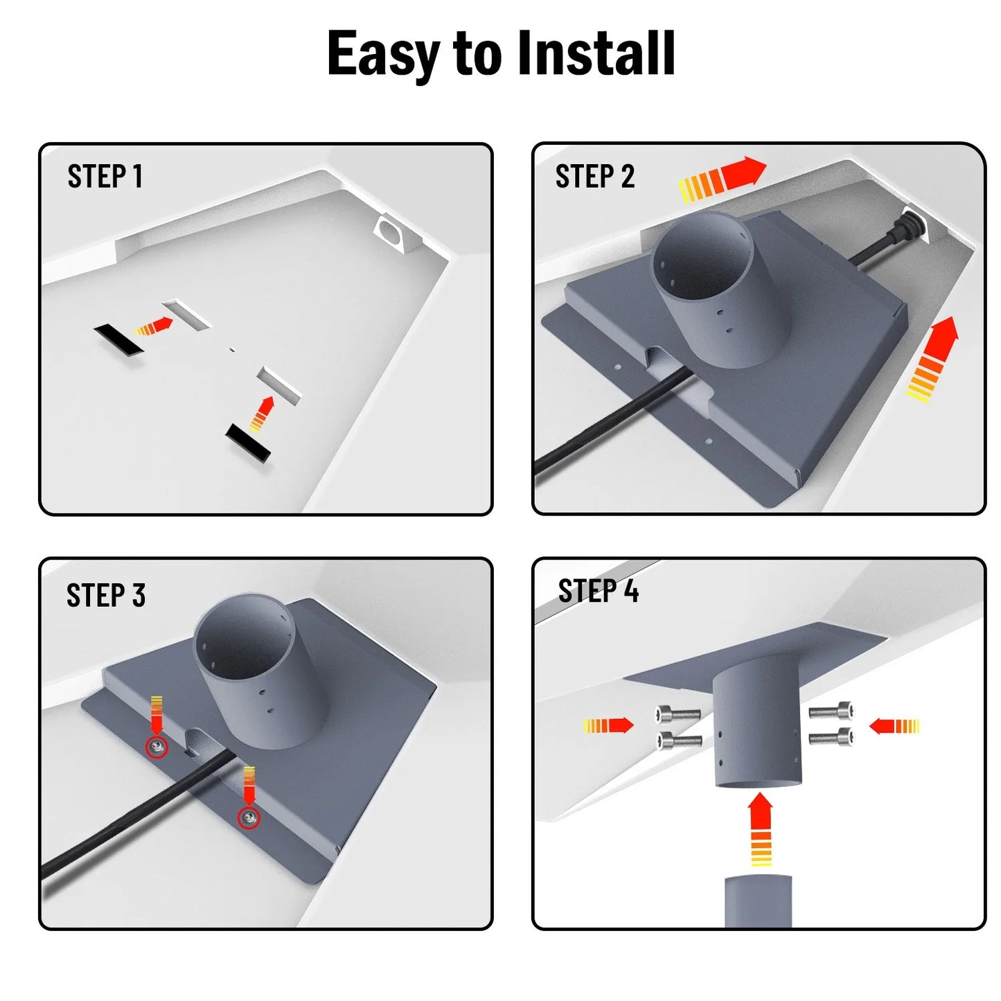 Carbon steel mount pipe adapter kit for Starlink Gen 3, with mounting plate and accessories, designed for roof installation.