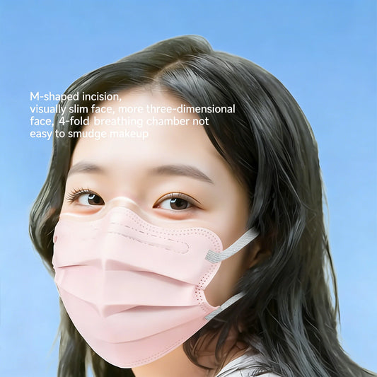 Disposable face masks with wide flat earloops, individually wrapped, 3-layer spunlace non-woven material, lightweight and comfortable.