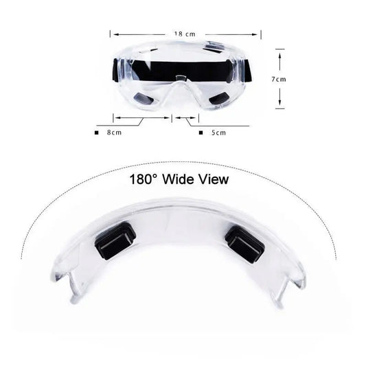 Blue impact-resistant safety goggles by BACKUPMYFILESNOW.COM® with wide view, windproof and anti-dust protection for work and daily safety.