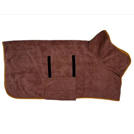 Blue pet bathrobe from BACKUPMYFILESNOW.COM®, fast drying towel for small dogs or cats, with soft, absorbent material.
