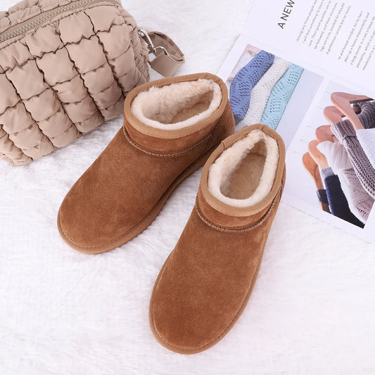 Women’s brown snow boots by BackupMyFilesNow.com with faux fur lining, water-resistant slip-on design, perfect for winter hiking.