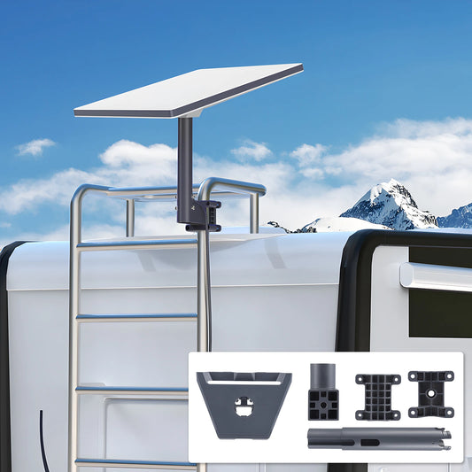 Silver Starlink Gen 3 Mount with 360° adjustable design, compatible with V3 Starlink, for roof or exterior wall installation.