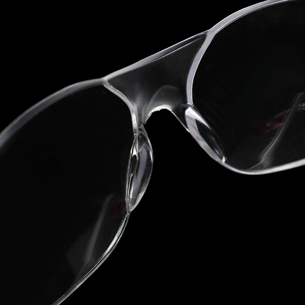 Clear vented safety goggles from BACKUPMYFILESNOW.COM® with anti-fog, sand-proof protective eyewear for lab and industrial use.