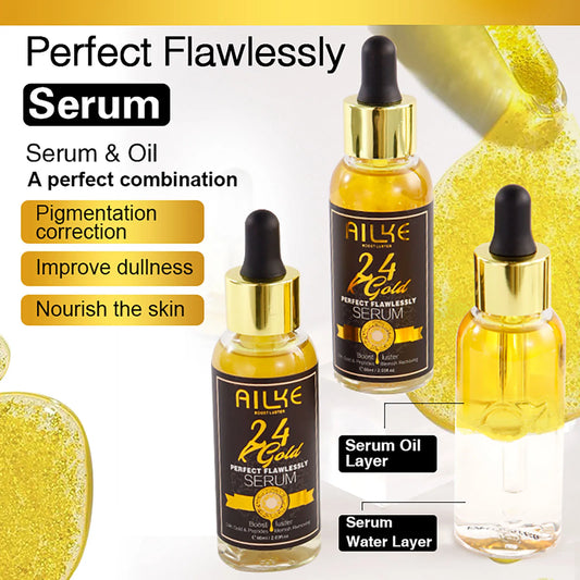A 50g jar of AILKE 24K Gold Flawlessly Skin Care Range cream for skin whitening, dark spot reduction, and moisturizing for women and men.