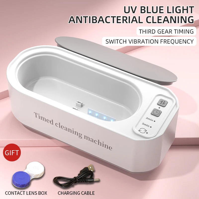 Dark green BACKUPMYFILESNOW® Super Clean ultrasonic glasses and jewelry cleaning machine with digital timer and high-frequency ultrasound.