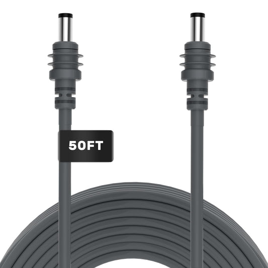 Zinweyton DC power cable for Starlink Mini, waterproof grey, 50ft replacement DC to DC cable for satellite internet setup